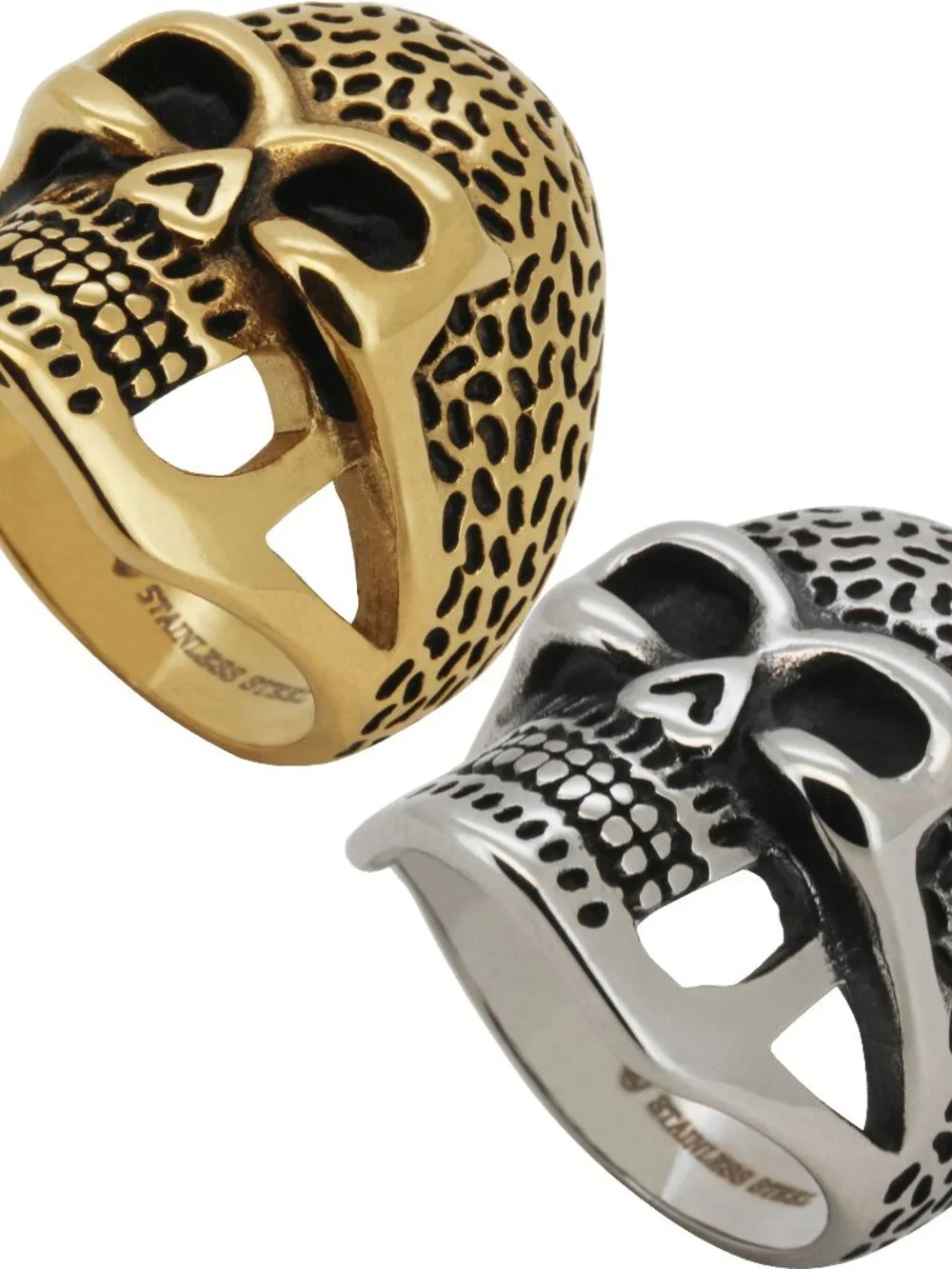 316L Stainless Steel 18k Yellow Gold Plated Gothic Skull Ring